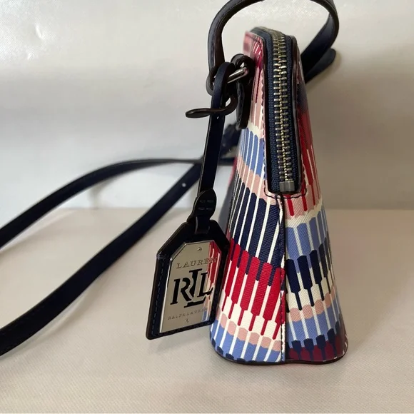 Lauren Ralph Lauren Red White Blue Crossbody Bag Lindley Alissa - Picture 4 of 16